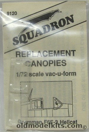 Squadron 1/72 (2) F6F-3 Hellcat Replacement Canopies - (F6F3), 9120 plastic model kit
